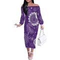Sea Horse Australia Epilepsy Awareness Off The Shoulder Long Sleeve Dress - Aussie Hoodie