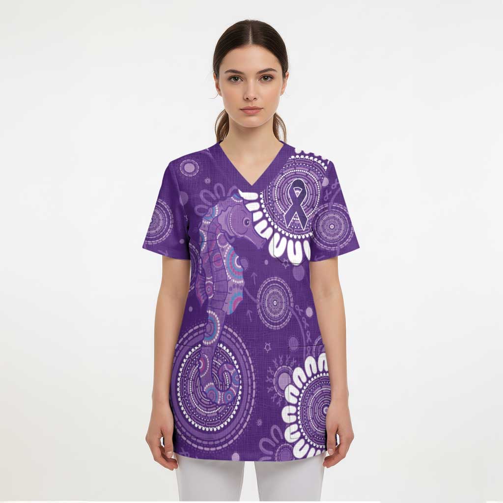 Sea Horse Australia Epilepsy Awareness Scrub Top - Aussie Hoodie