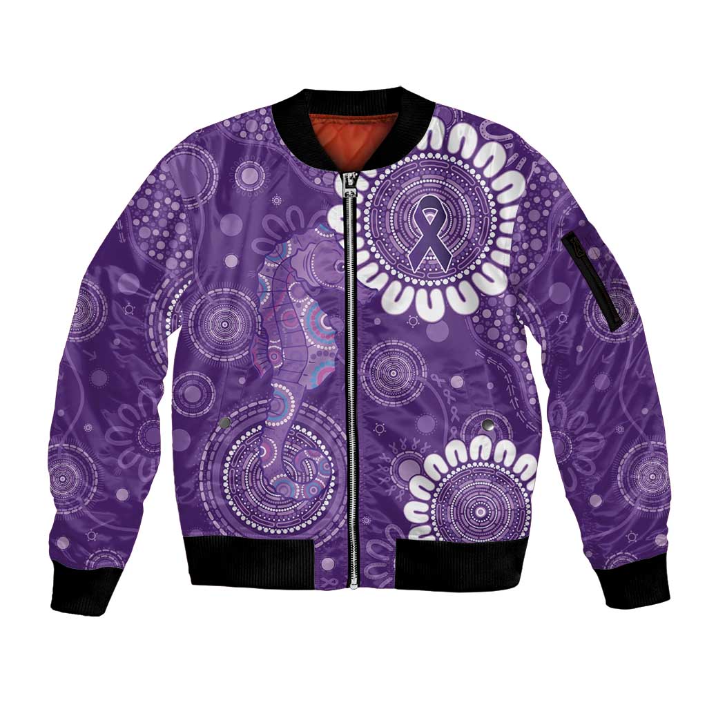 Sea Horse Australia Epilepsy Awareness Sleeve Zip Bomber Jacket - Aussie Hoodie