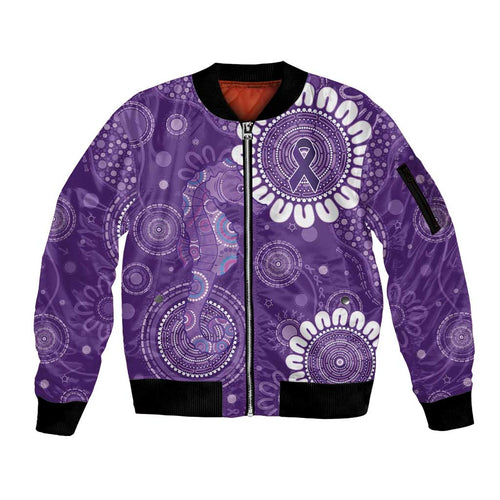 Sea Horse Australia Epilepsy Awareness Sleeve Zip Bomber Jacket - Aussie Hoodie