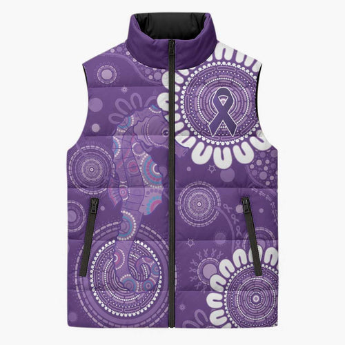 Sea Horse Australia Epilepsy Awareness Sleeveless Puffer Jacket - Aussie Hoodie