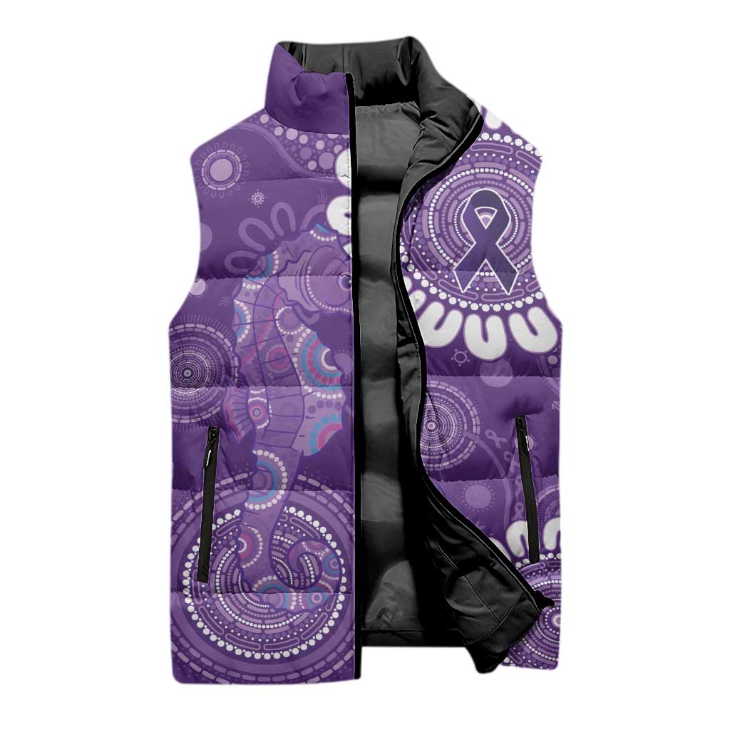 Sea Horse Australia Epilepsy Awareness Sleeveless Puffer Jacket - Aussie Hoodie
