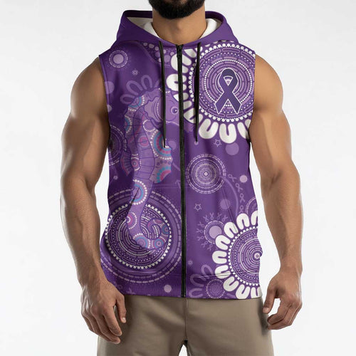 Sea Horse Australia Epilepsy Awareness Sleeveless Zip Hoodie LT9