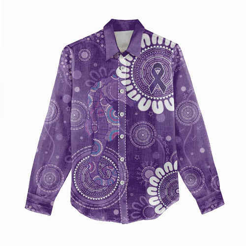 Sea Horse Australia Epilepsy Awareness Women Casual Shirt - Aussie Hoodie