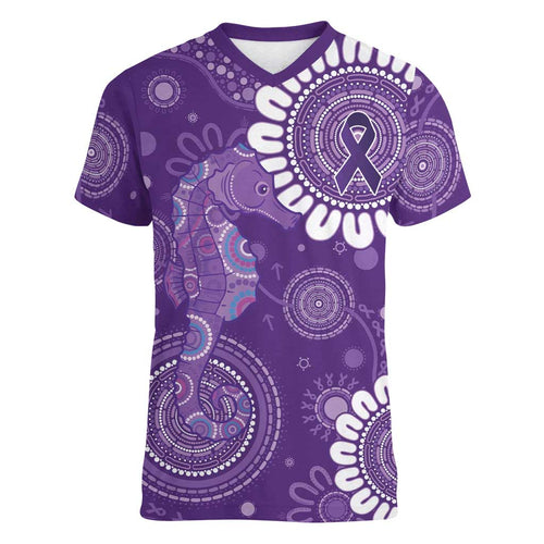 Sea Horse Australia Epilepsy Awareness Women V-Neck T-Shirt - Aussie Hoodie