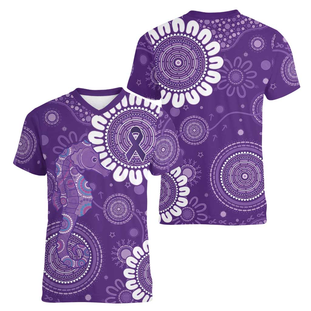 Sea Horse Australia Epilepsy Awareness Women V-Neck T-Shirt - Aussie Hoodie