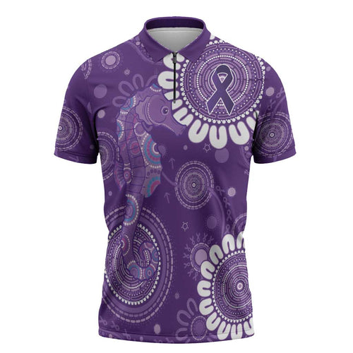 Sea Horse Australia Epilepsy Awareness Zipper Polo Shirt - Aussie Hoodie