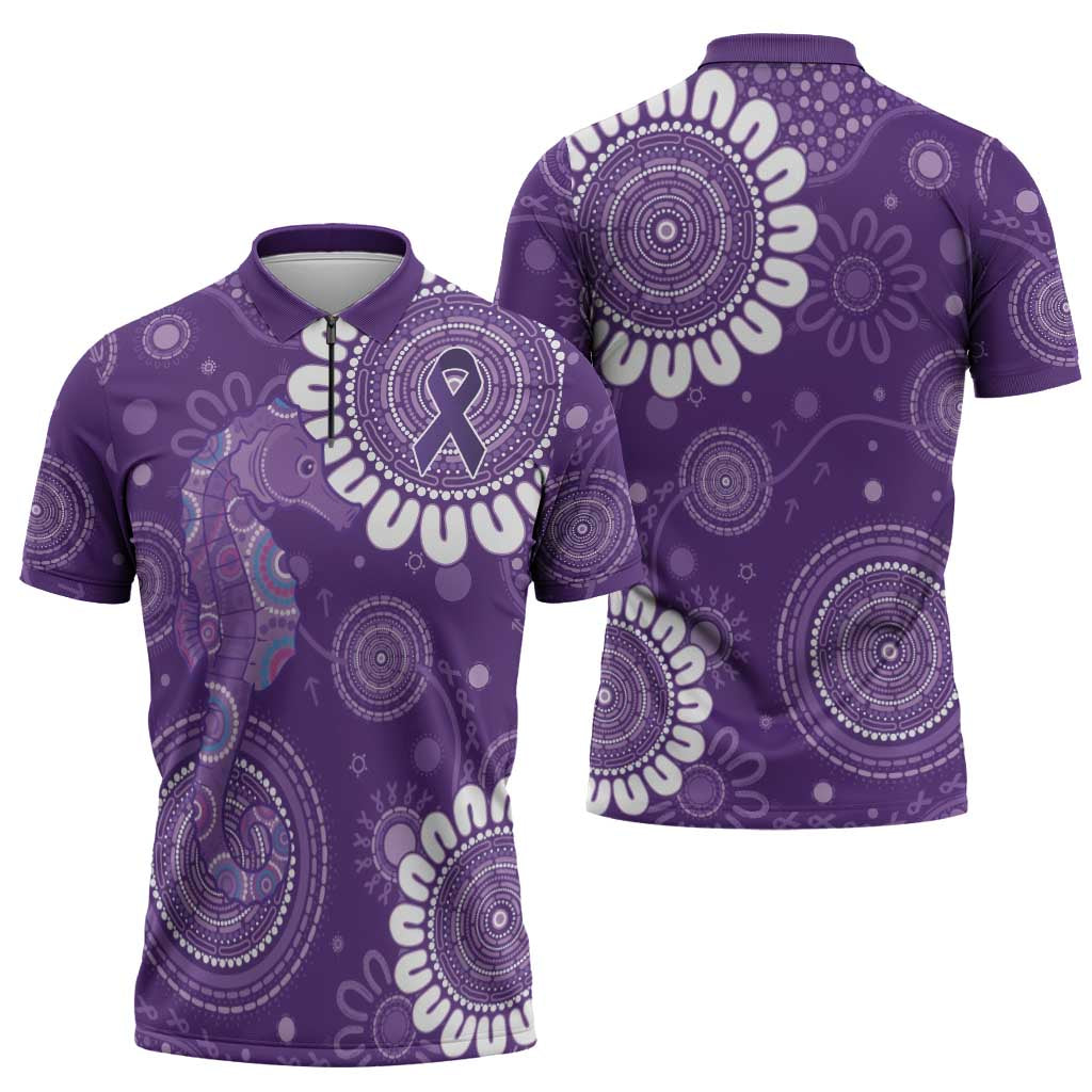 Sea Horse Australia Epilepsy Awareness Zipper Polo Shirt - Aussie Hoodie