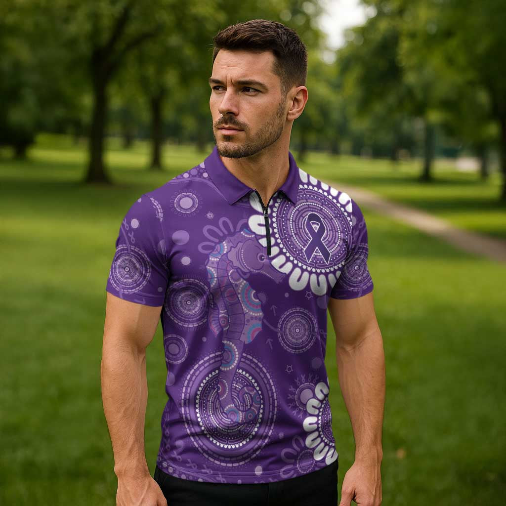 Sea Horse Australia Epilepsy Awareness Zipper Polo Shirt - Aussie Hoodie