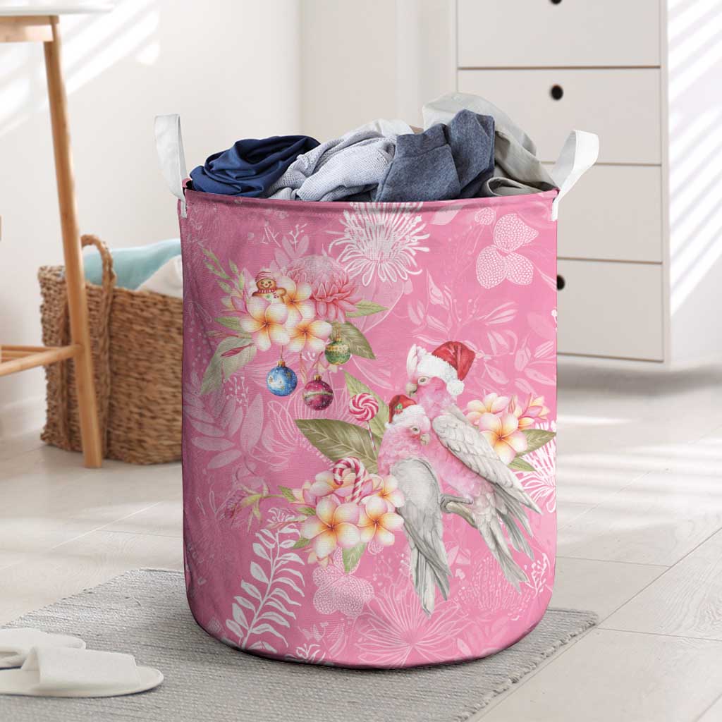 Joyful Pink Cockatoo Laundry Basket Australia Christmas Vibes - Aussie Hoodie