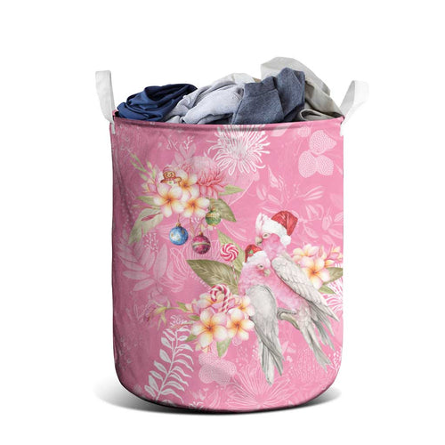 Joyful Pink Cockatoo Laundry Basket Australia Christmas Vibes - Aussie Hoodie