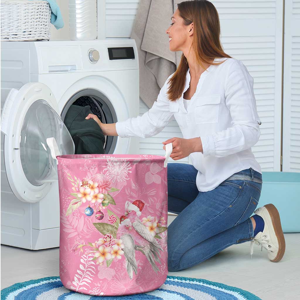 Joyful Pink Cockatoo Laundry Basket Australia Christmas Vibes - Aussie Hoodie