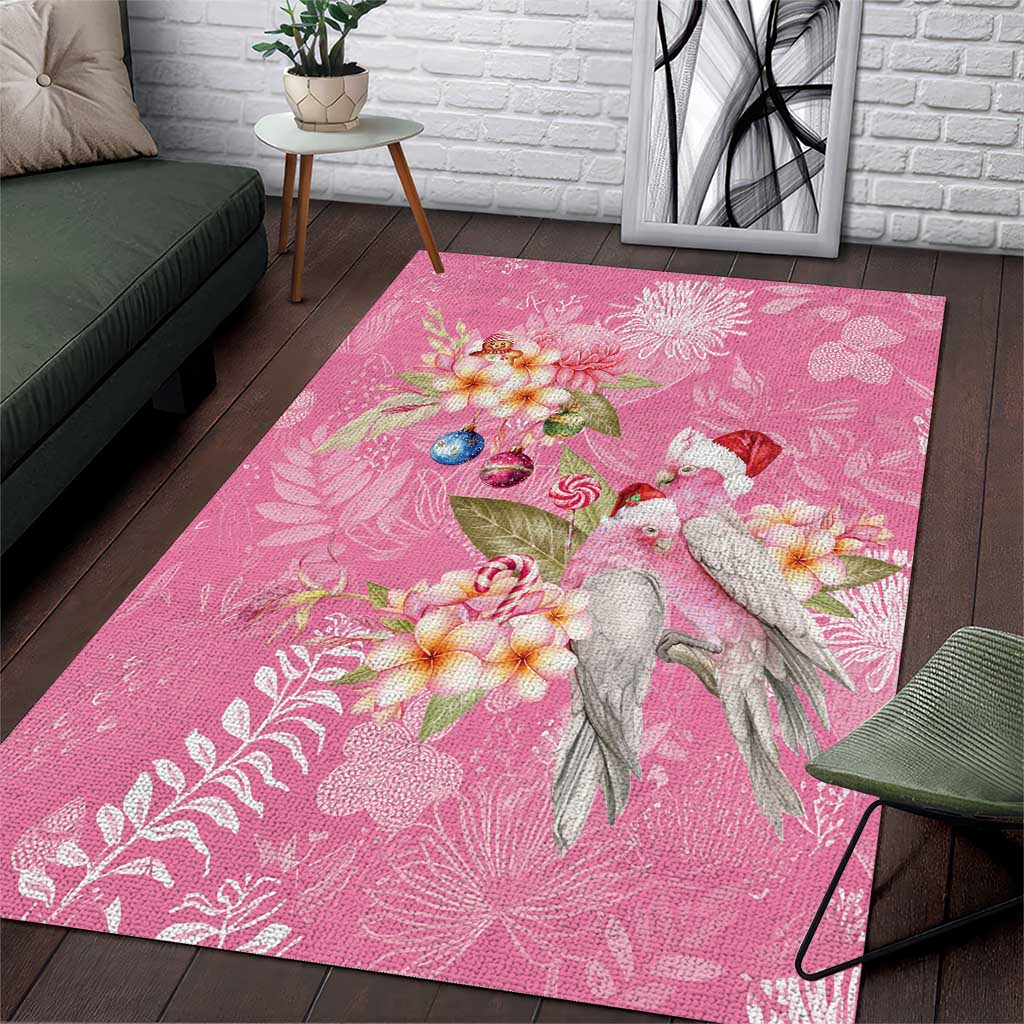 Joyful Pink Cockatoo Area Rug Australia Christmas Vibes - Aussie Hoodie