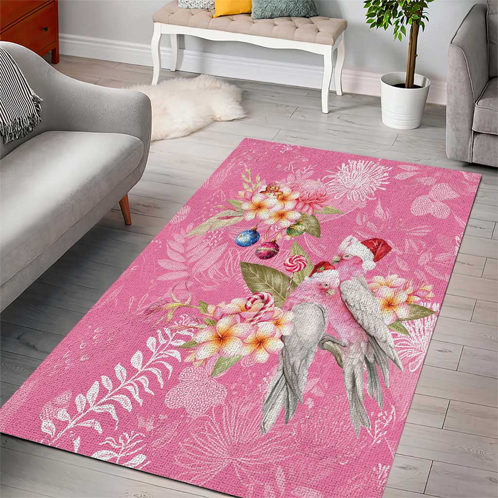 Joyful Pink Cockatoo Area Rug Australia Christmas Vibes - Aussie Hoodie