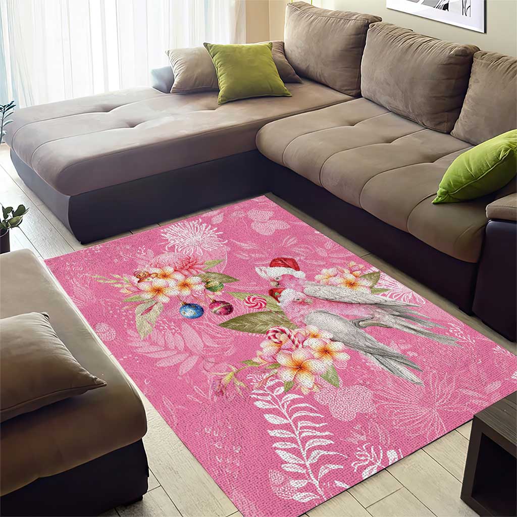 Joyful Pink Cockatoo Area Rug Australia Christmas Vibes - Aussie Hoodie