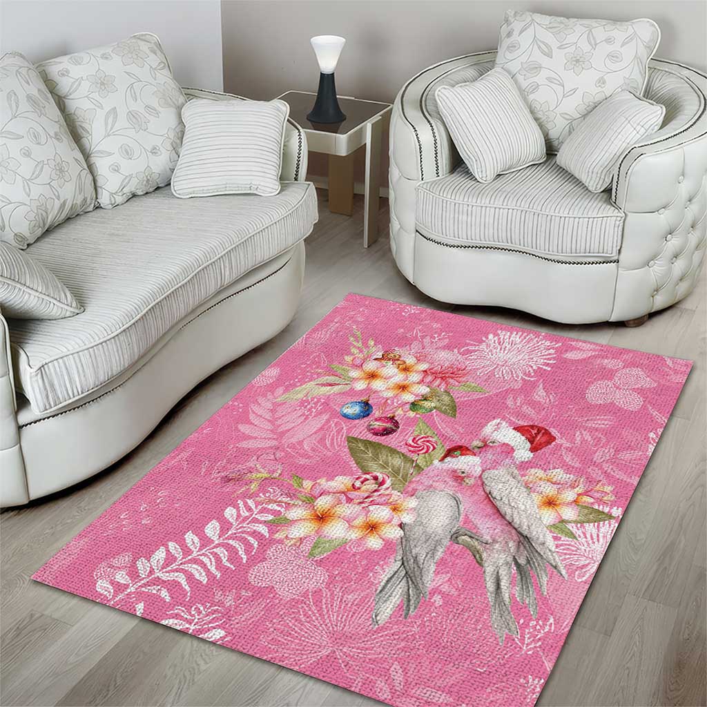 Joyful Pink Cockatoo Area Rug Australia Christmas Vibes - Aussie Hoodie