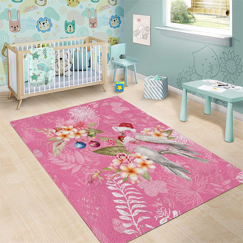 Joyful Pink Cockatoo Area Rug Australia Christmas Vibes - Aussie Hoodie