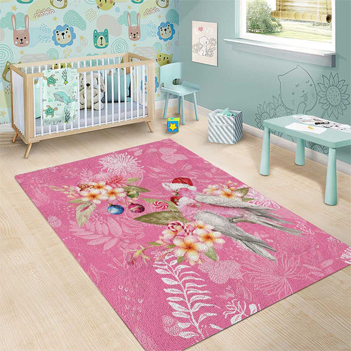 Joyful Pink Cockatoo Area Rug Australia Christmas Vibes - Aussie Hoodie