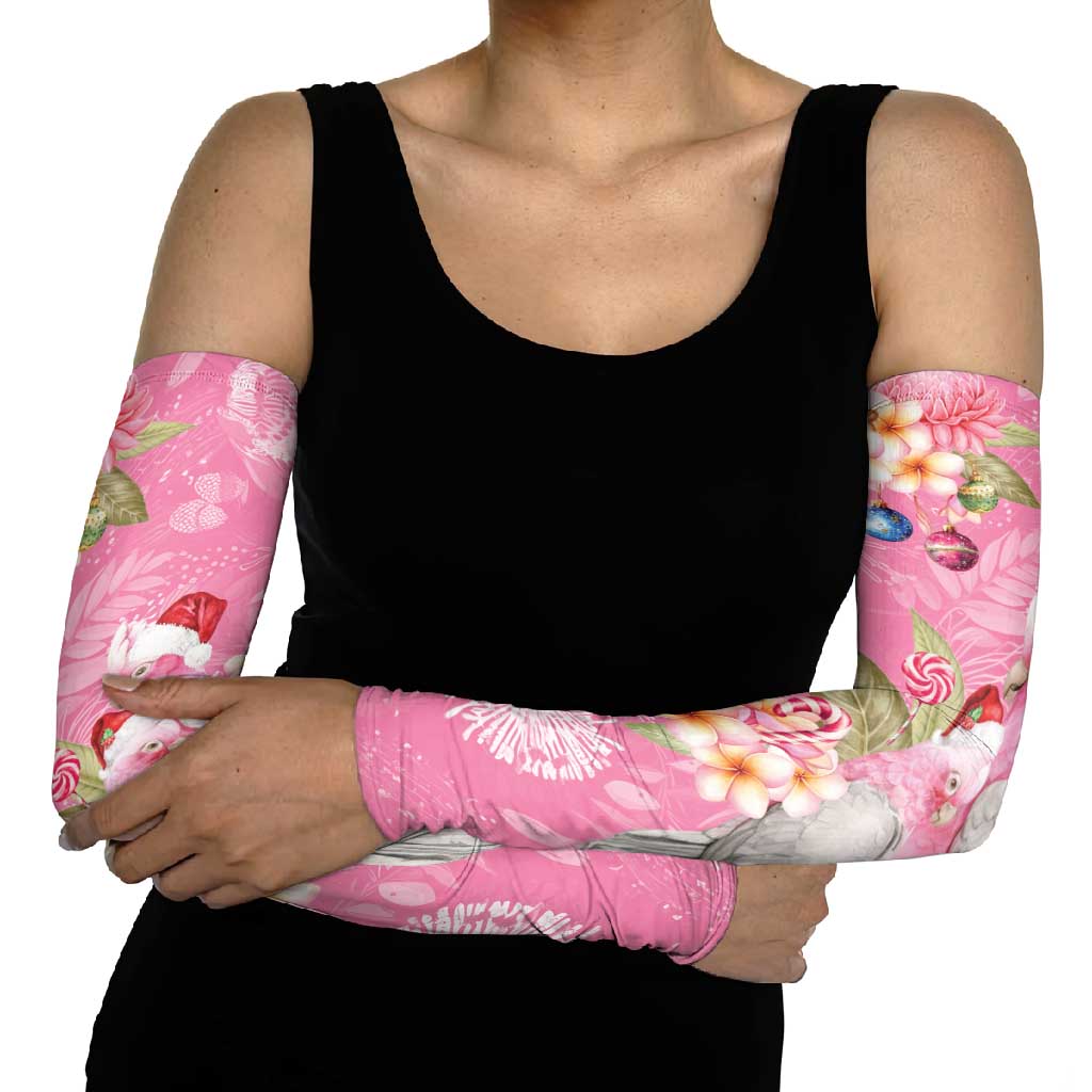 Joyful Pink Cockatoo Arm Sleeves Australia Christmas Vibes - Aussie Hoodie