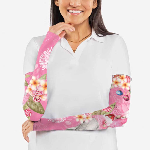 Joyful Pink Cockatoo Arm Sleeves Australia Christmas Vibes - Aussie Hoodie