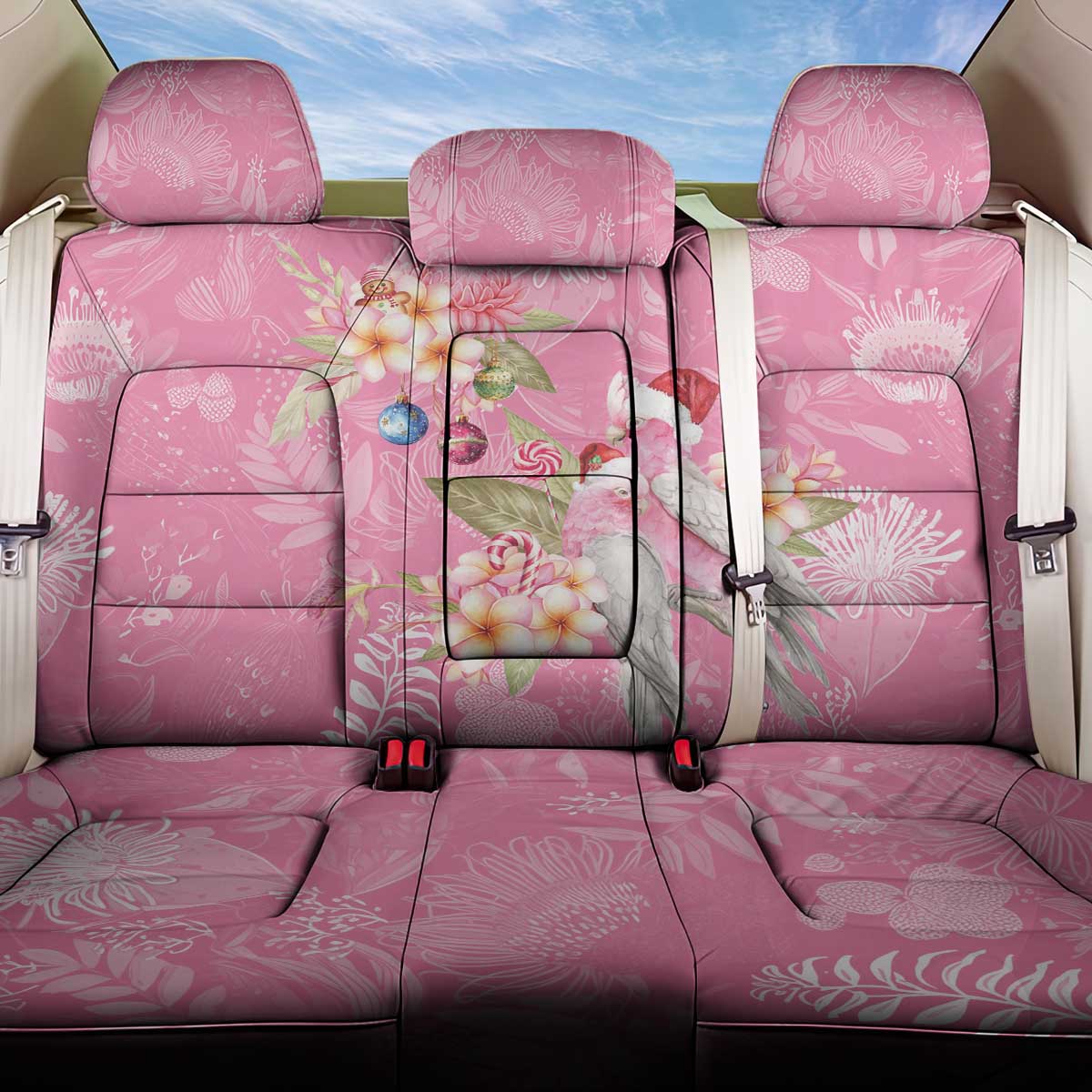 Joyful Pink Cockatoo Back Car Seat Cover Australia Christmas Vibes - Aussie Hoodie