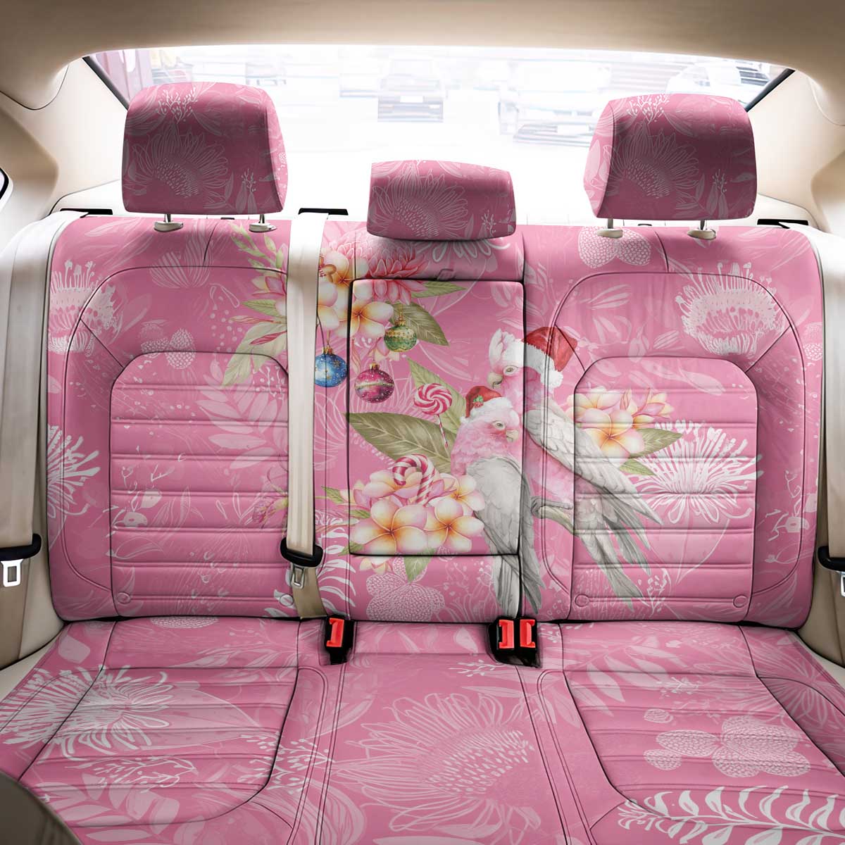 Joyful Pink Cockatoo Back Car Seat Cover Australia Christmas Vibes - Aussie Hoodie