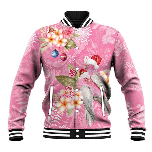 Joyful Pink Cockatoo Baseball Jacket Australia Christmas Vibes - Aussie Hoodie