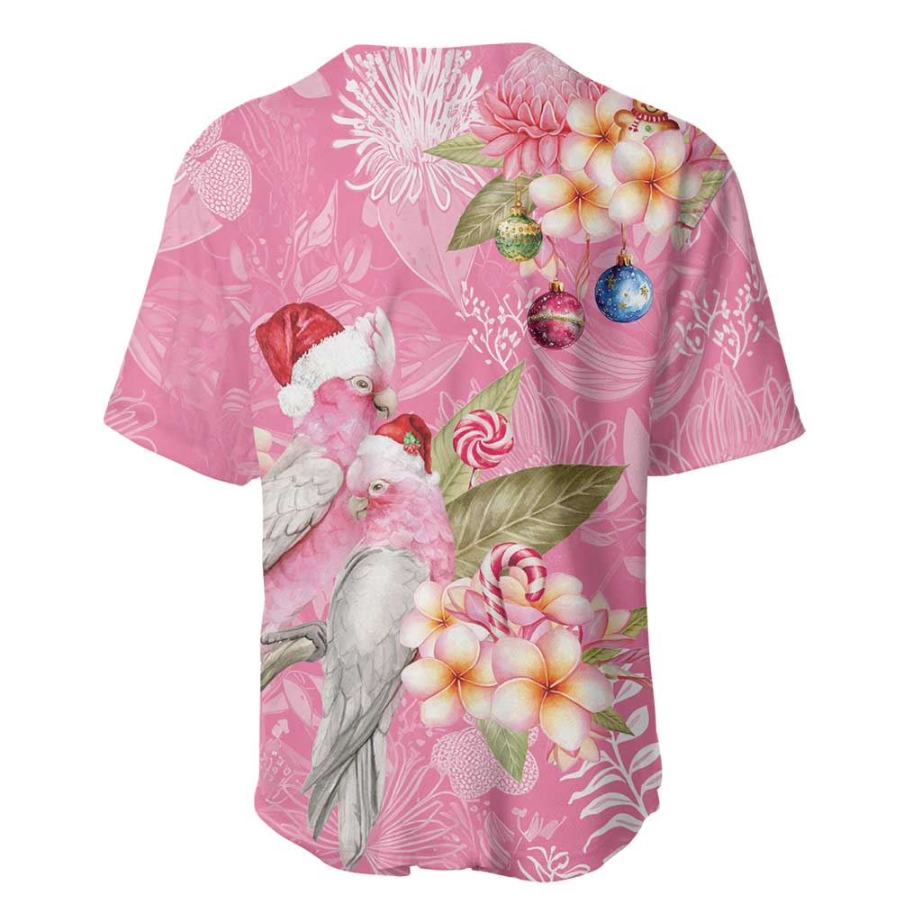Joyful Pink Cockatoo Baseball Jersey Australia Christmas Vibes - Aussie Hoodie