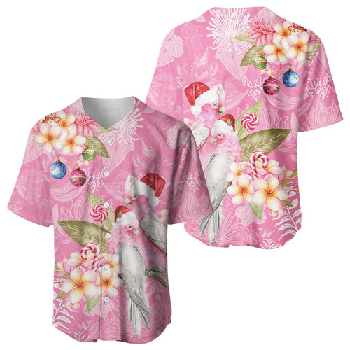 Joyful Pink Cockatoo Baseball Jersey Australia Christmas Vibes - Aussie Hoodie
