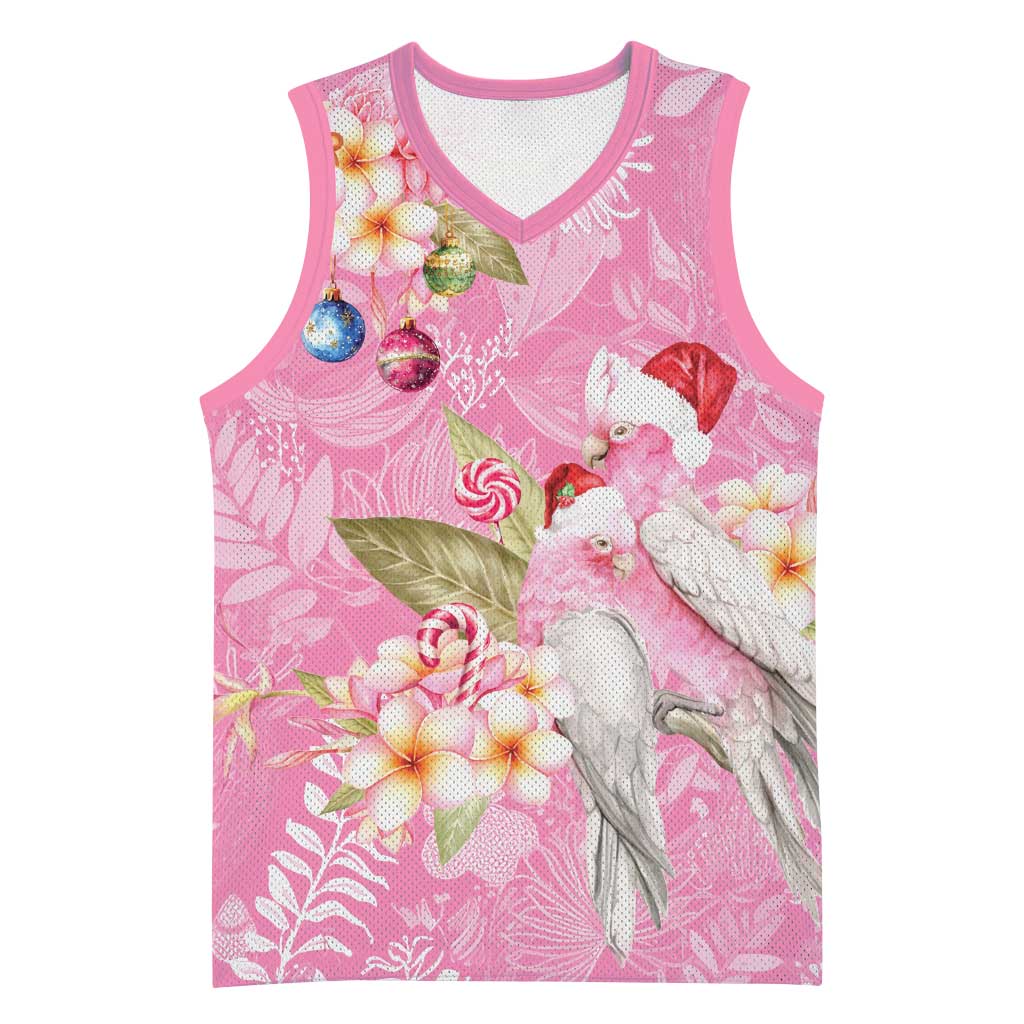 Joyful Pink Cockatoo Basketball Jersey Australia Christmas Vibes - Aussie Hoodie