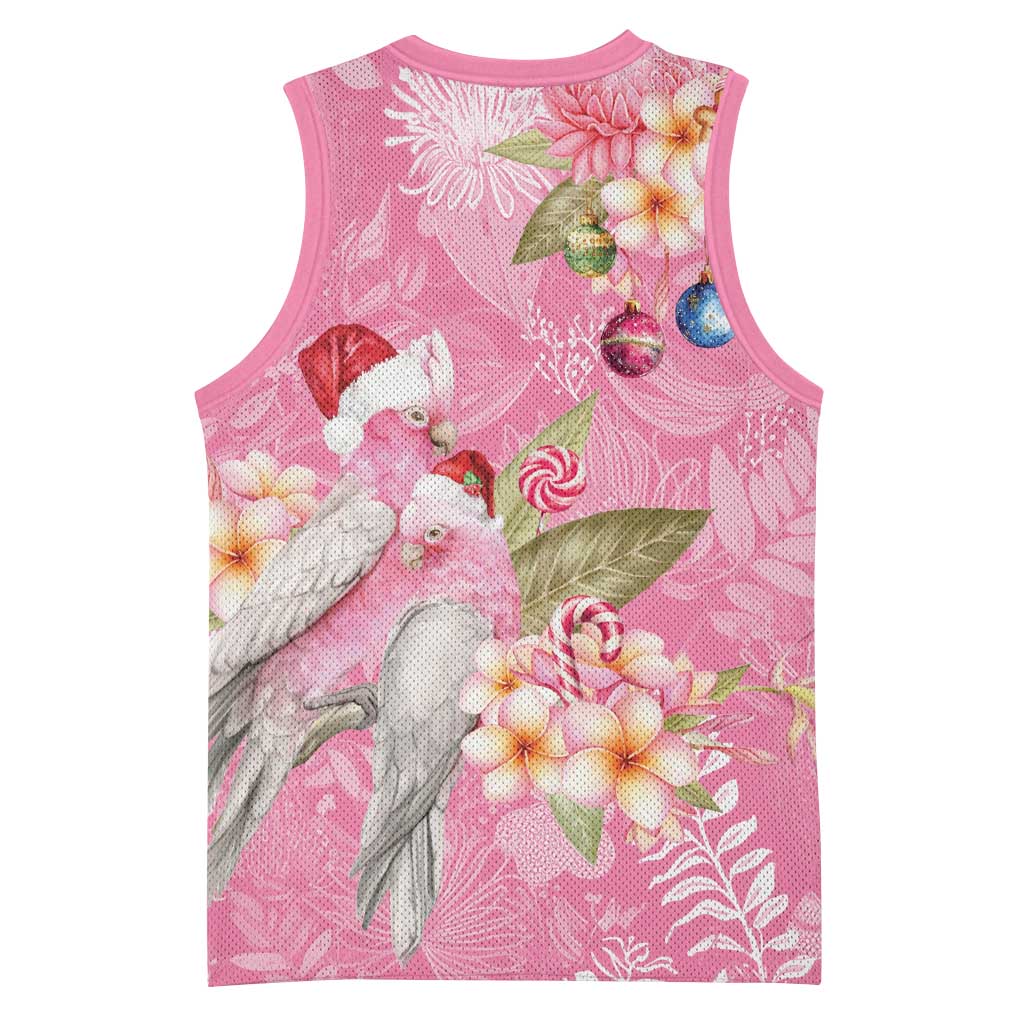 Joyful Pink Cockatoo Basketball Jersey Australia Christmas Vibes - Aussie Hoodie