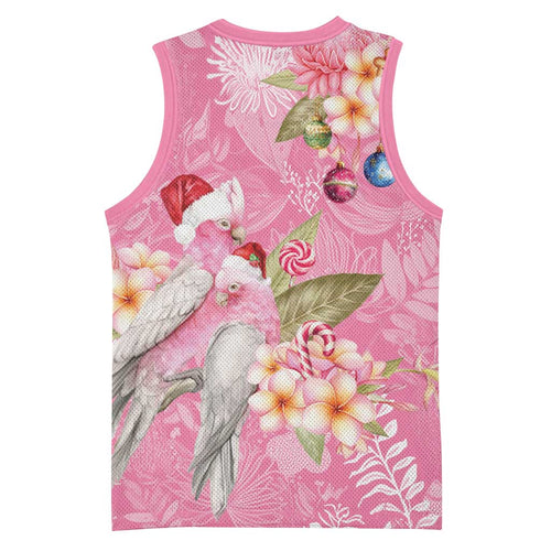 Joyful Pink Cockatoo Basketball Jersey Australia Christmas Vibes - Aussie Hoodie