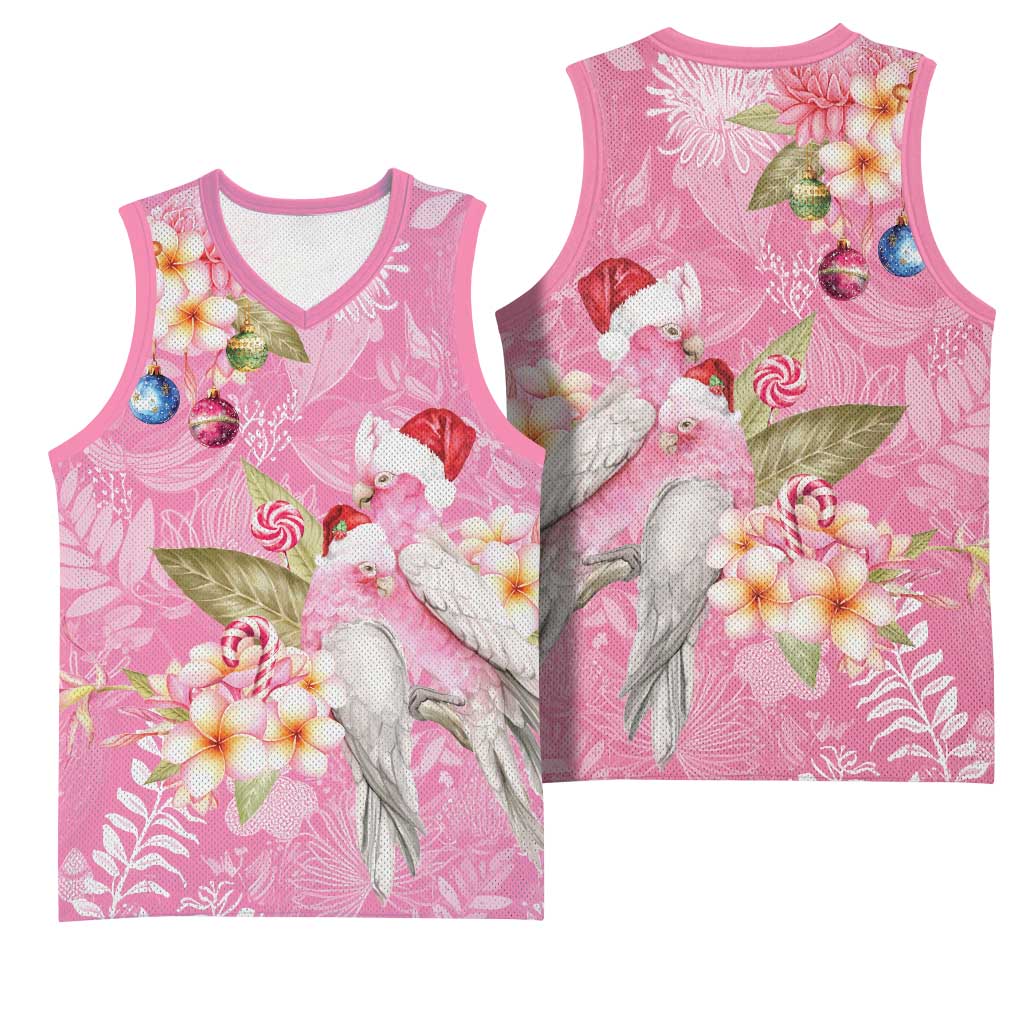Joyful Pink Cockatoo Basketball Jersey Australia Christmas Vibes - Aussie Hoodie