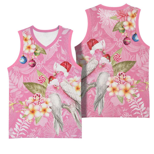 Joyful Pink Cockatoo Basketball Jersey Australia Christmas Vibes - Aussie Hoodie