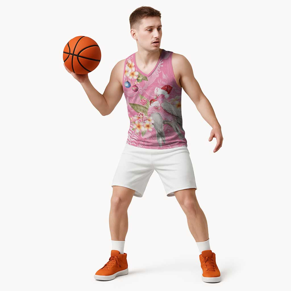 Joyful Pink Cockatoo Basketball Jersey Australia Christmas Vibes - Aussie Hoodie