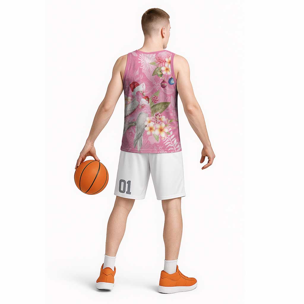 Joyful Pink Cockatoo Basketball Jersey Australia Christmas Vibes - Aussie Hoodie