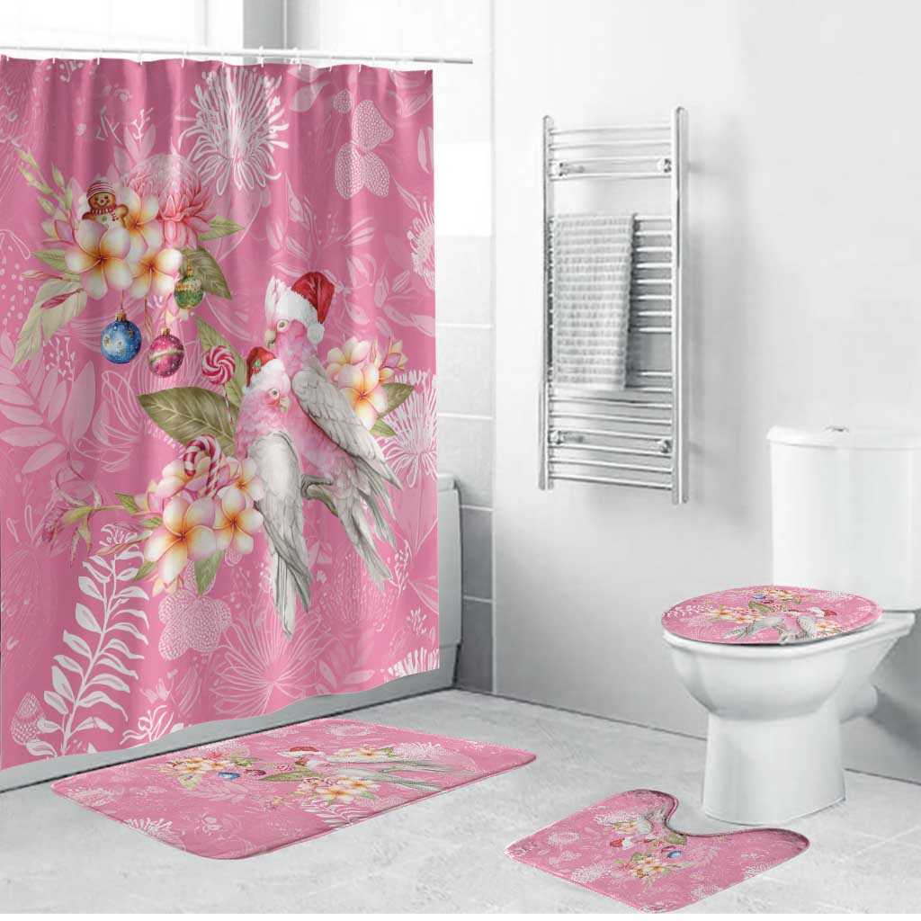 Joyful Pink Cockatoo Bathroom Set Australia Christmas Vibes - Aussie Hoodie