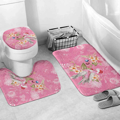 Joyful Pink Cockatoo Bathroom Set Australia Christmas Vibes - Aussie Hoodie