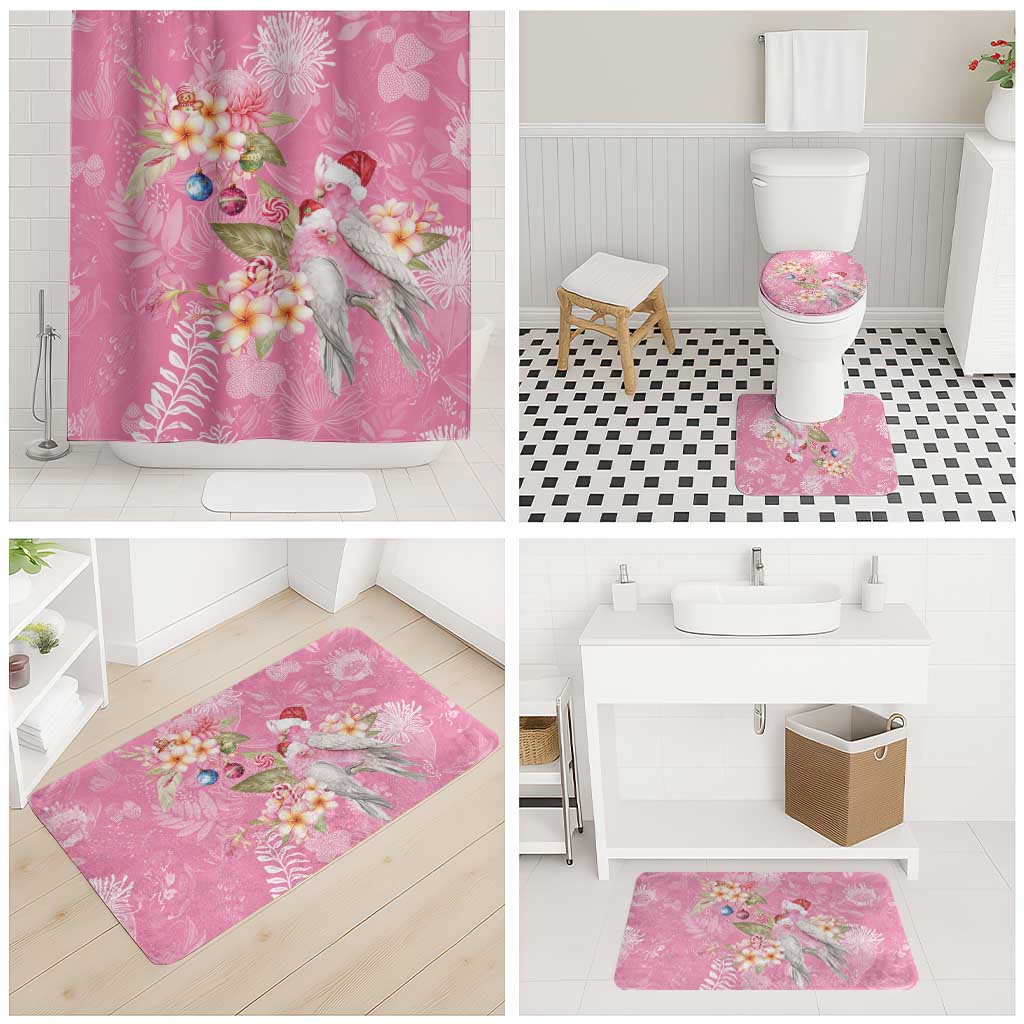 Joyful Pink Cockatoo Bathroom Set Australia Christmas Vibes - Aussie Hoodie