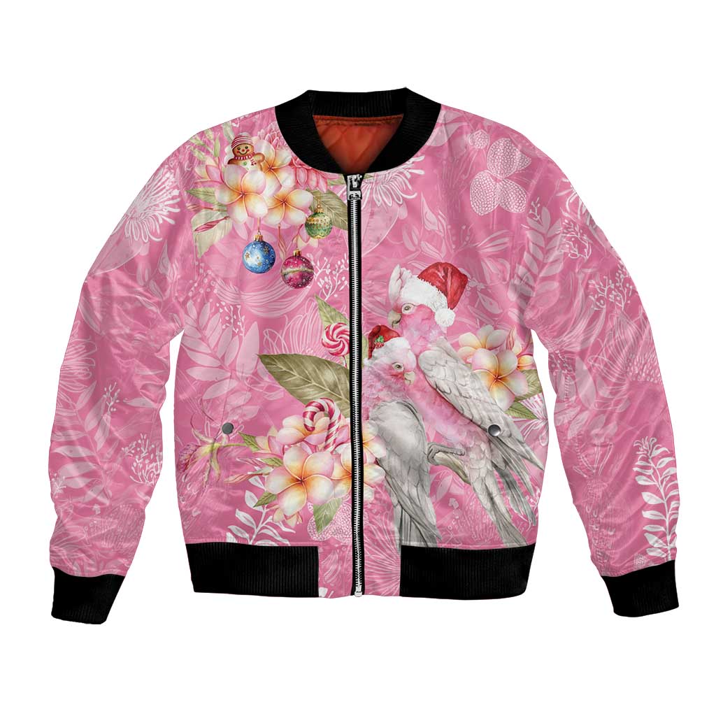 Joyful Pink Cockatoo Bomber Jacket Australia Christmas Vibes - Aussie Hoodie