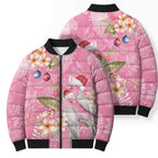 Joyful Pink Cockatoo Bomber Puffer Jacket Australia Christmas Vibes - Aussie Hoodie