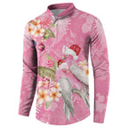 Joyful Pink Cockatoo Button Sweatshirt Australia Christmas Vibes - Aussie Hoodie