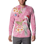 Joyful Pink Cockatoo Button Sweatshirt Australia Christmas Vibes - Aussie Hoodie