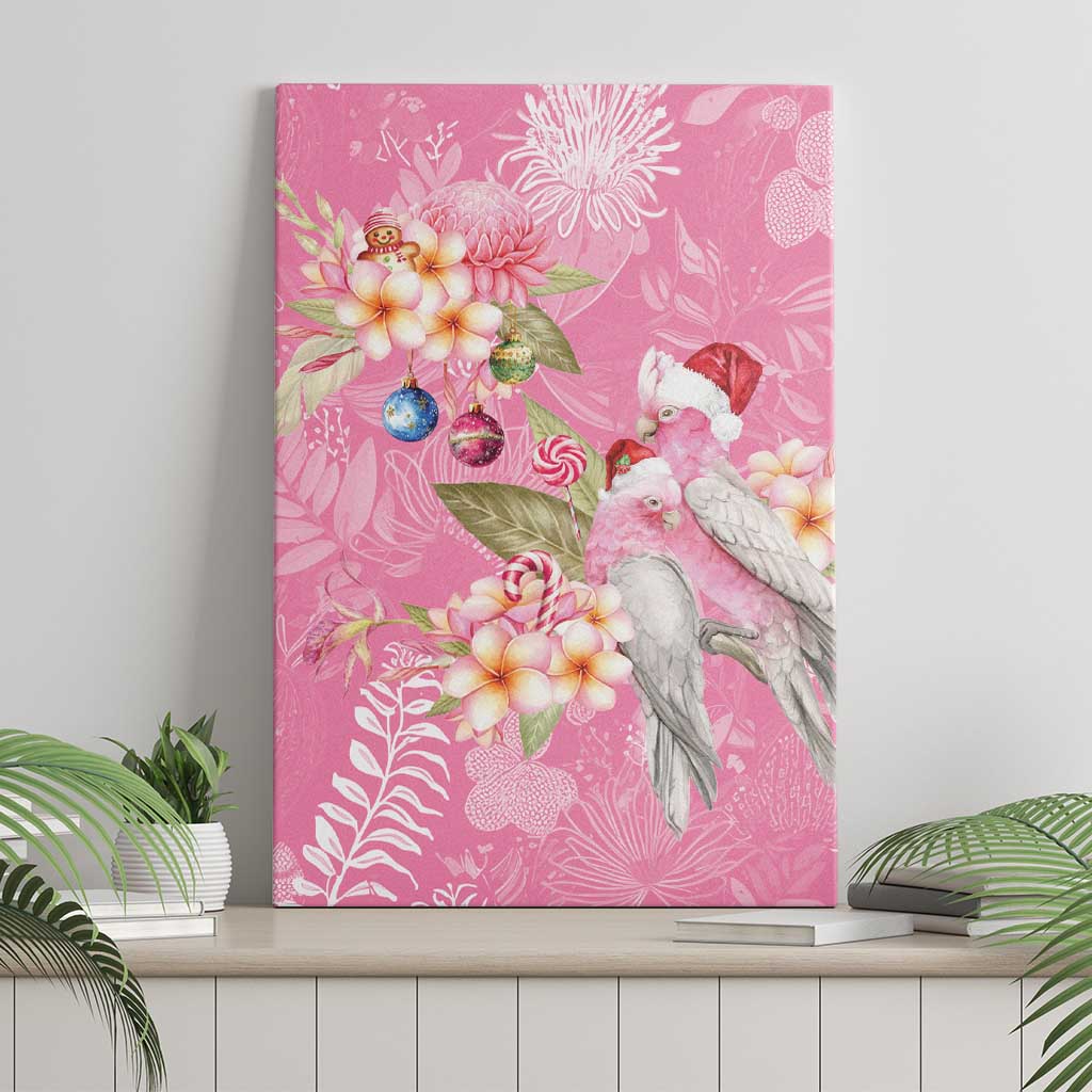 Joyful Pink Cockatoo Canvas Wall Art Australia Christmas Vibes - Aussie Hoodie