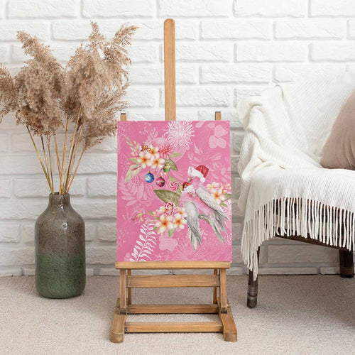 Joyful Pink Cockatoo Canvas Wall Art Australia Christmas Vibes - Aussie Hoodie