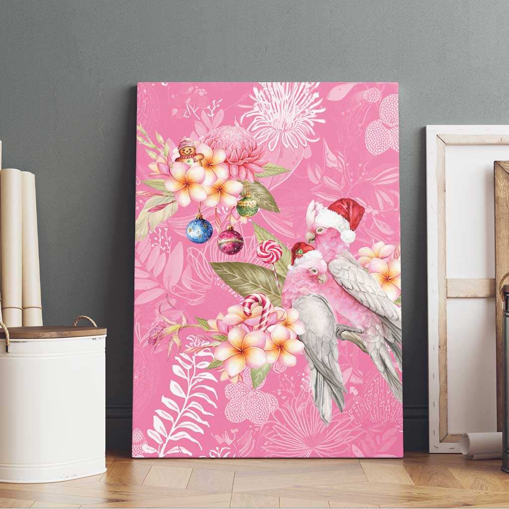 Joyful Pink Cockatoo Canvas Wall Art Australia Christmas Vibes - Aussie Hoodie