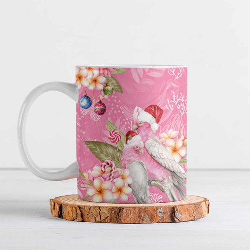 Joyful Pink Cockatoo Ceramic Mug Australia Christmas Vibes - Aussie Hoodie