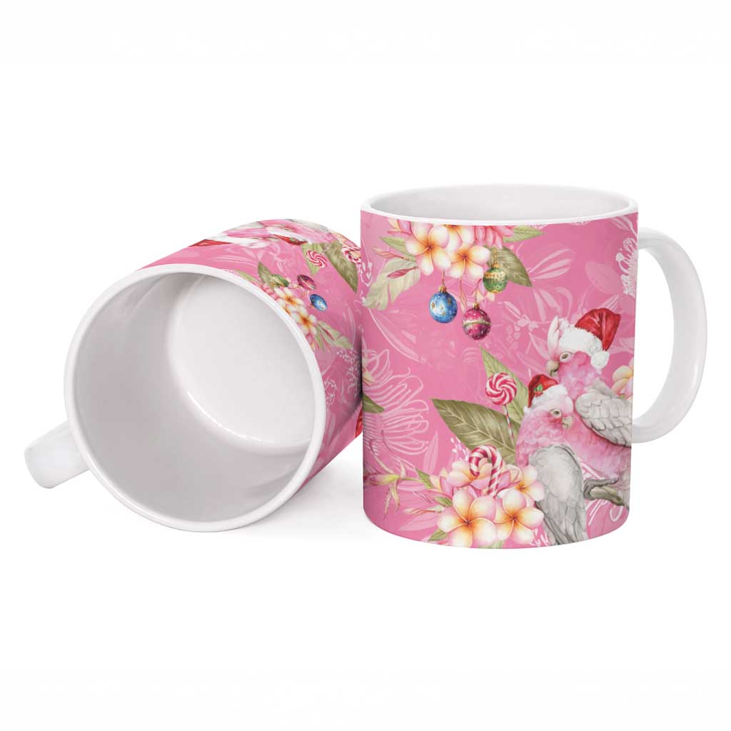 Joyful Pink Cockatoo Ceramic Mug Australia Christmas Vibes - Aussie Hoodie