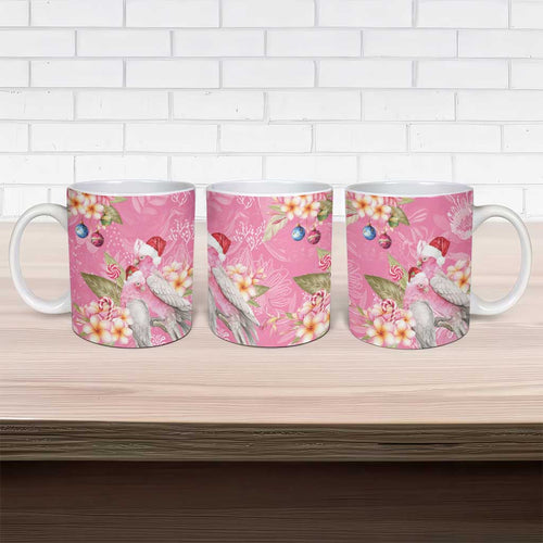 Joyful Pink Cockatoo Ceramic Mug Australia Christmas Vibes - Aussie Hoodie