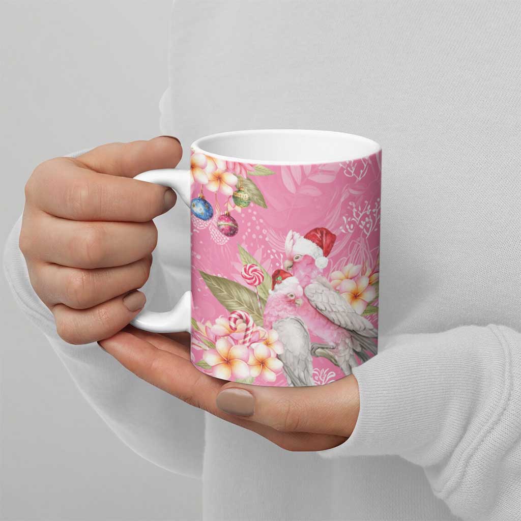 Joyful Pink Cockatoo Ceramic Mug Australia Christmas Vibes - Aussie Hoodie